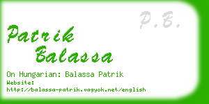 patrik balassa business card